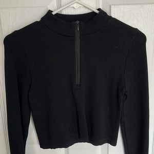 Black crop top zip up